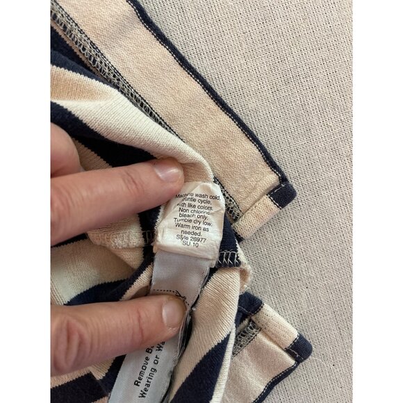 J. Crew Navy & Cream Striped 3/4 Sleeve Cotton Shirt Size S - Picture 7 of 7